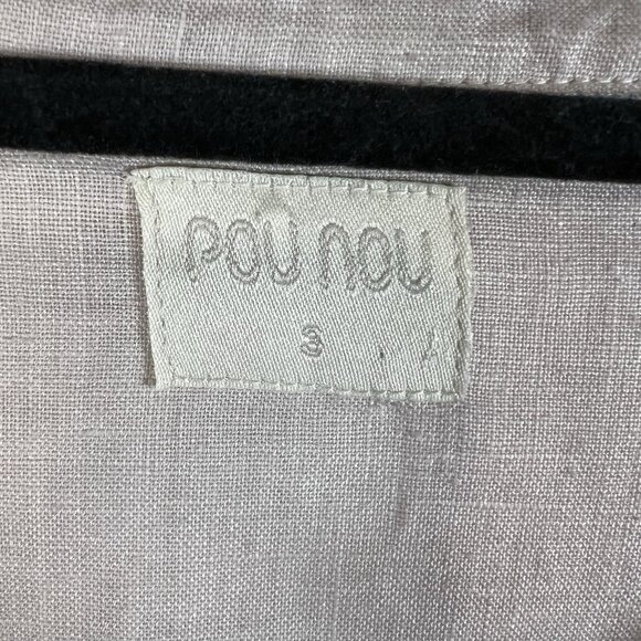 Pou Nou 100% Linen Shirt Dress Women’s Size Large Tan Red Beach Pockets - Picture 5 of 9